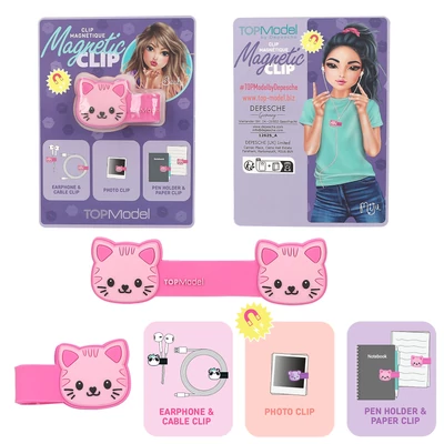 TOPModel Mágneses Klipsz, rózsaszín macska
