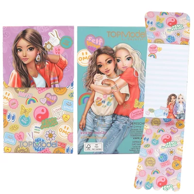 TOPModel Mágneses Záródású Notesz, Sötétlila Barna Hajú Lánnyal