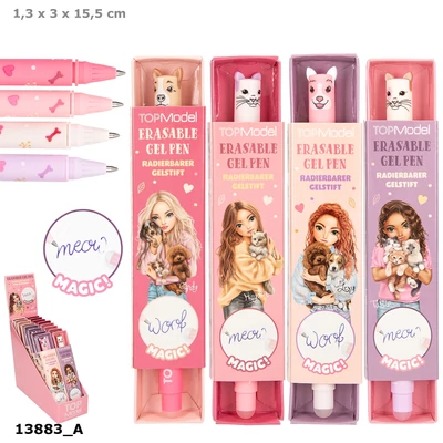 TOPModel Radírozható Zselés Toll, Barack dobozos Vörös hajú lánnyal kutyákkal