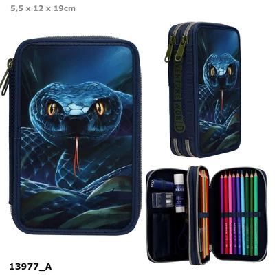 Adventure World 2 Emeletes Töltött Tolltartó Kígyóval