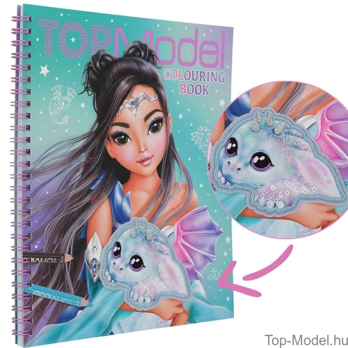 Kép 2/6 - TOPModel Kifestőkönyv Flitterekkel DRAGON LOVE