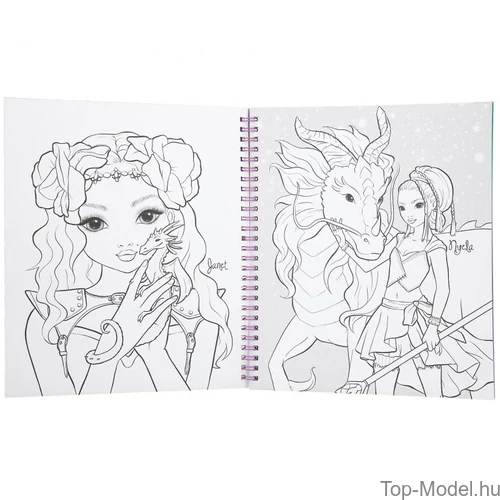 Kép 4/6 - TOPModel Kifestőkönyv Flitterekkel DRAGON LOVE