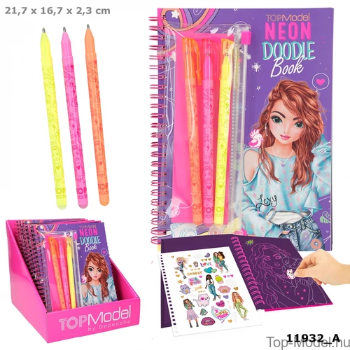 Kép 1/5 - TOPModel Neon Doodle Könyv Neon Tollszettel