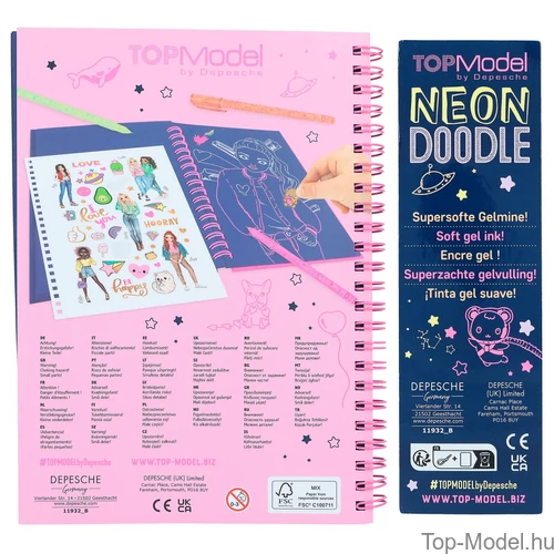 Kép 6/6 - TOPModel Neon Doodle Könyv Neon Tollszettel