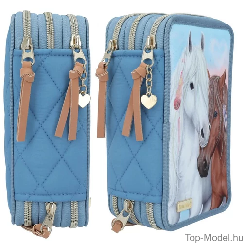 Kép 2/4 - Miss Melody 3 Emeletes Töltött Tolltartó BLUE QUILT