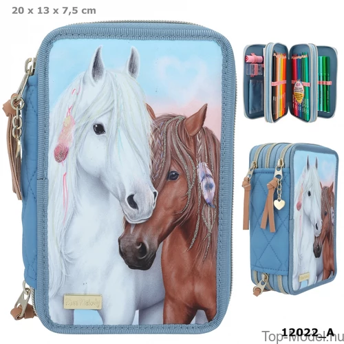 Kép 1/4 - Miss Melody 3 Emeletes Töltött Tolltartó BLUE QUILT