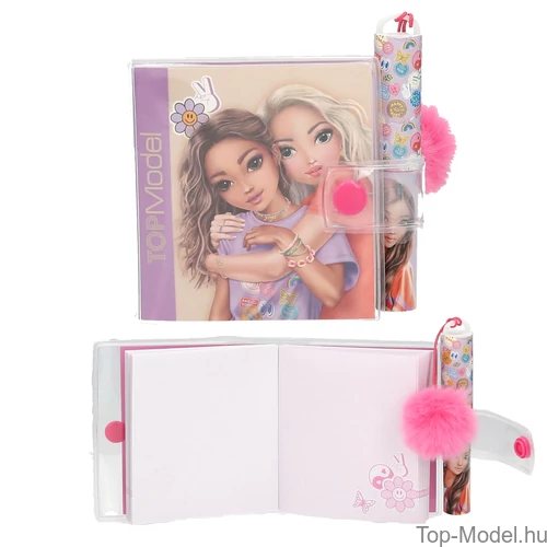 Kép 2/4 - TOPModel Mini Notesz Golyóstollal, Bézs 2 lánnyal GIRL POWER 