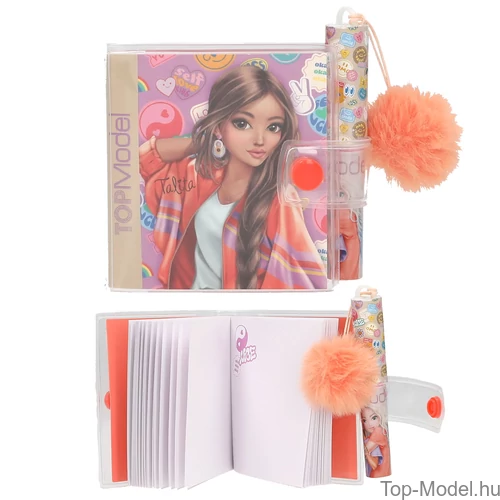 Kép 3/4 - TOPModel Mini Notesz Golyóstollal, Bézs 2 lánnyal GIRL POWER 