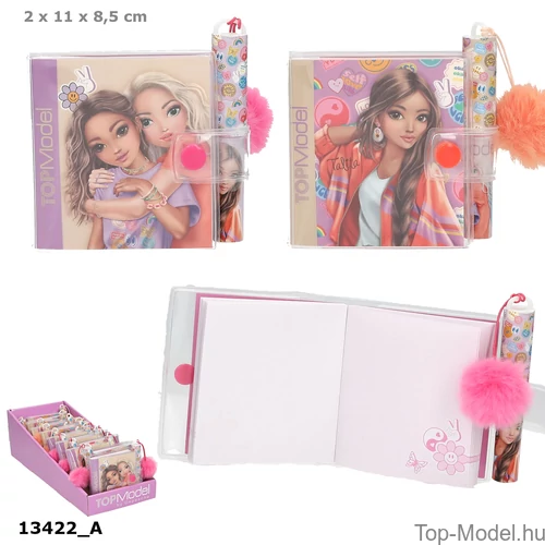 Kép 1/4 - TOPModel Mini Notesz Golyóstollal, Bézs 2 lánnyal GIRL POWER 
