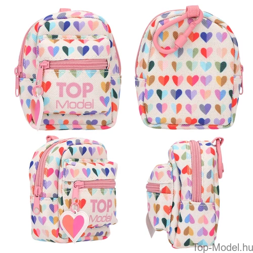 Kép 4/6 - TOPModel Mini Hátizsák Kulcstartó Írószerrel, Szívecskés