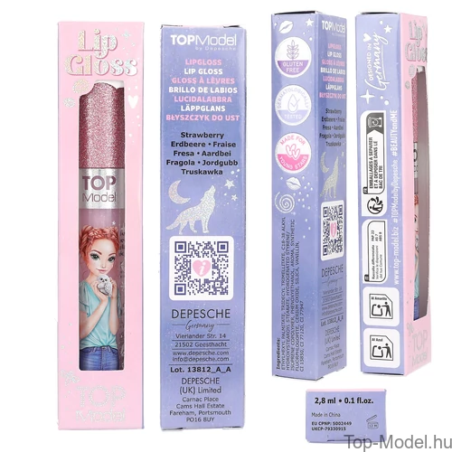 Kép 3/6 - TOPModel Szájfény Csillámos Kupakkal, Lila Dobozos BEAUTY and ME