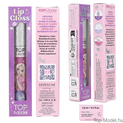 Kép 1/6 - TOPModel Szájfény Csillámos Kupakkal, Lila Dobozos BEAUTY and ME