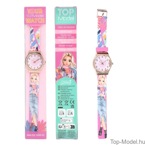 Kép 2/4 - TOPModel Szilikon Karóra, Lila Barna Lánnyal, Kutyával