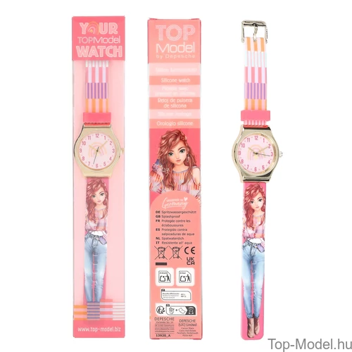 Kép 4/4 - TOPModel Szilikon Karóra, Lila Barna Lánnyal, Kutyával