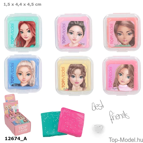 Kép 1/4 - TOPModel Gyúrható Radír Csillámmal, Világos Rózsaszín Janet