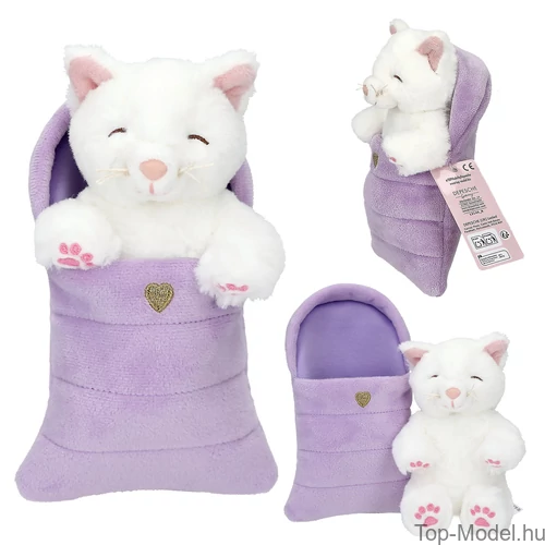 Kép 5/9 - TOPModel Plüss kutyák és macskák hálózsákban, Rózsaszín Zsák, Barna-bézs Cica