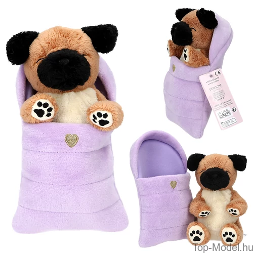 Kép 7/9 - TOPModel Plüss kutyák és macskák hálózsákban, Rózsaszín Zsák, Barna-bézs Cica