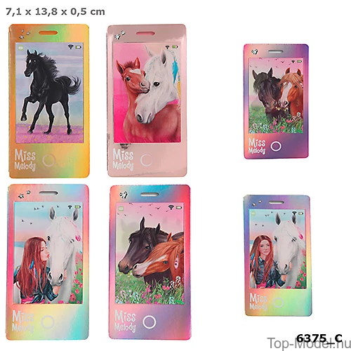 Kép 1/5 - Miss Melody Mobilnotesz 3D-s előlappal, feketeló