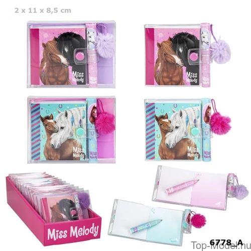 Kép 1/7 - Miss Melody mini notesz golyóstollal, Rózsaszín