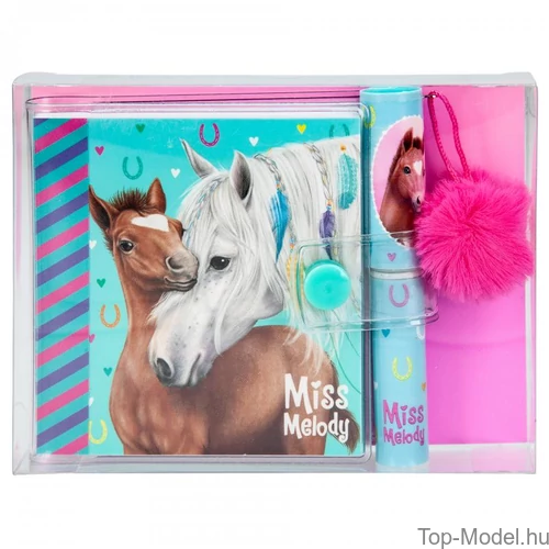 Kép 2/7 - Miss Melody mini notesz golyóstollal, Rózsaszín