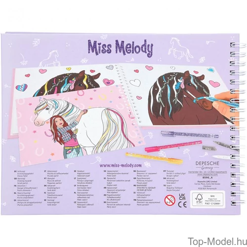 Kép 7/7 - Miss Melody Kifestő Könyv Csillámos Zseléstollal
