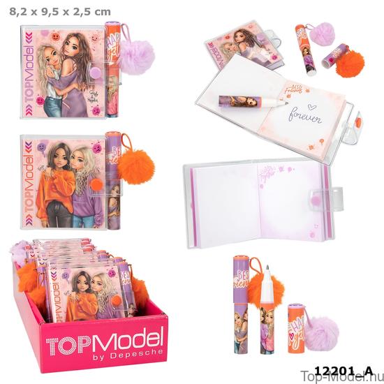 TOPModel Mini Notesz Tollal, narancs pomponnal HAPPY TOGETHER
