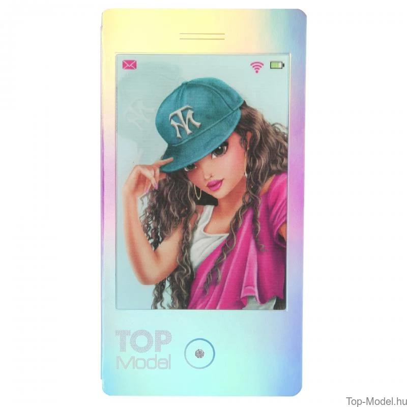 TopModel Mobil alakú notesz 3D-s előlappal, barna sapkás lány 