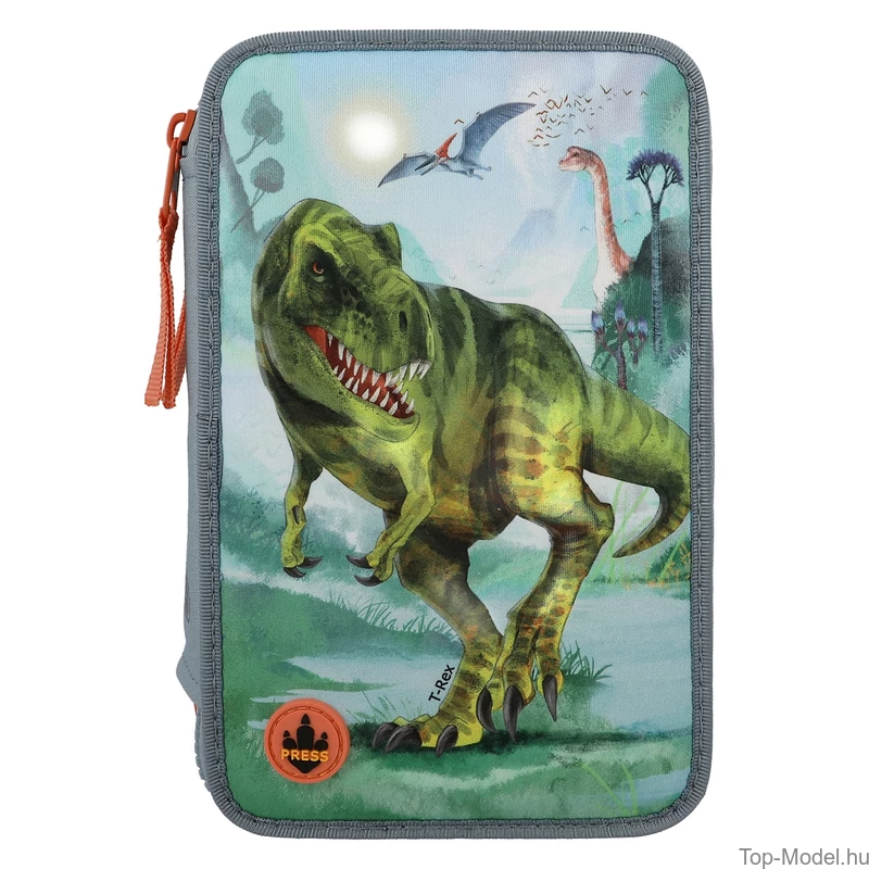 Dino World 3 emeletes Töltött Tolltartó Leddel T-Rex