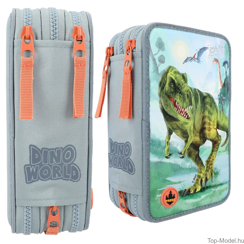 Dino World 3 emeletes Töltött Tolltartó Leddel T-Rex