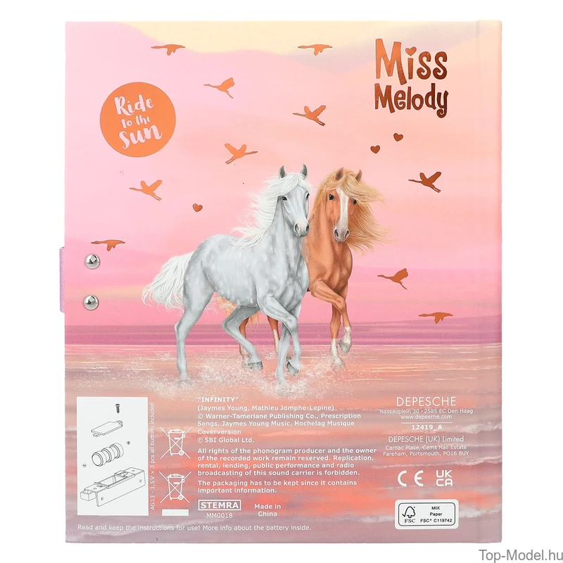 Miss Melody Titkos Napló Számkóddal és Zenével, SUNDOWN