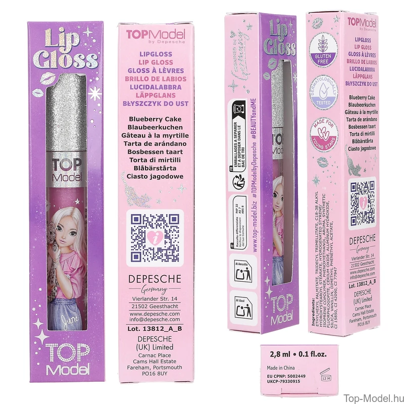 TOPModel Szájfény Csillámos Kupakkal, Lila Dobozos BEAUTY and ME