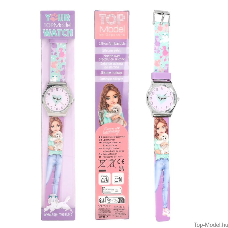 TOPModel Szilikon Karóra, Lila Barna Lánnyal, Kutyával