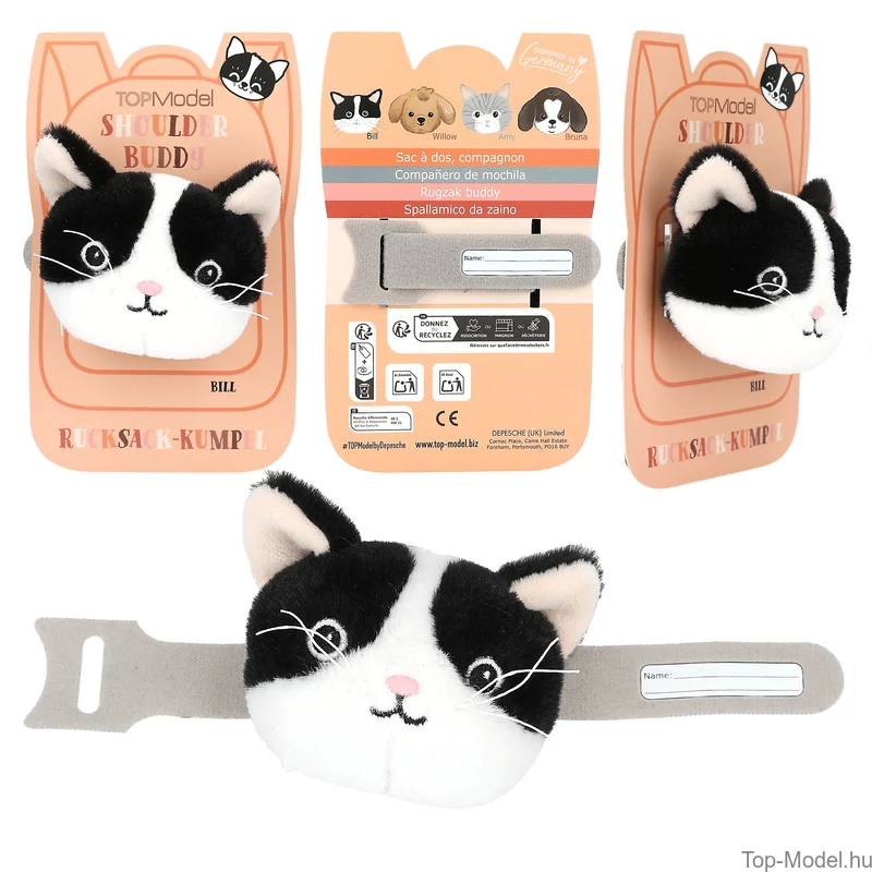 TOPModel Válltáska Plüss Dísz, Szürke Macska