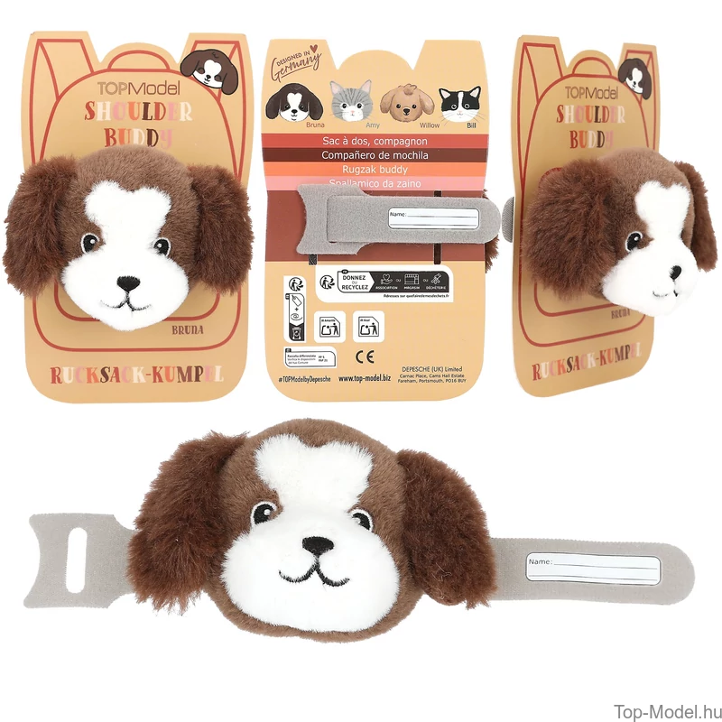 TOPModel Válltáska Plüss Dísz, Szürke Macska