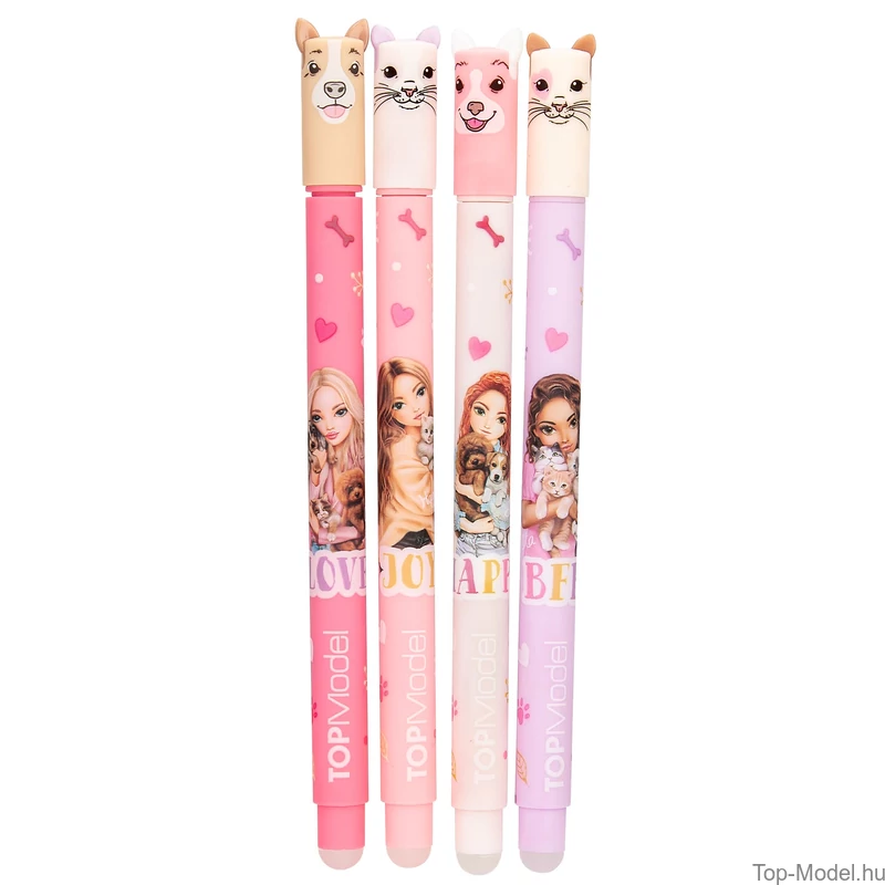 TOPModel Radírozható Zselés Toll, Barack dobozos Vörös hajú lánnyal kutyákkal