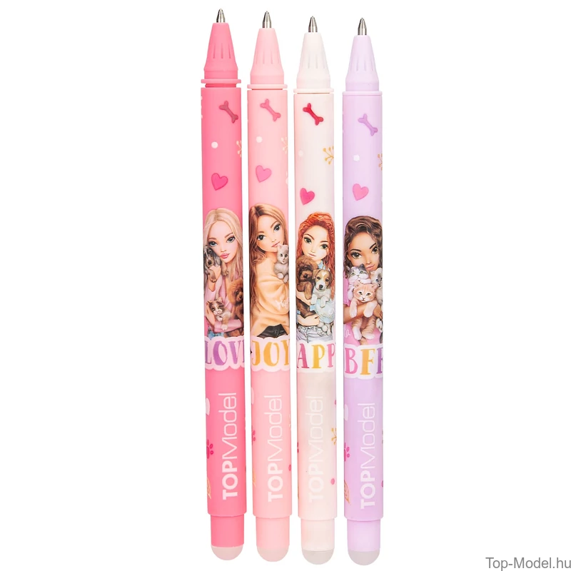 TOPModel Radírozható Zselés Toll, Barack dobozos Vörös hajú lánnyal kutyákkal