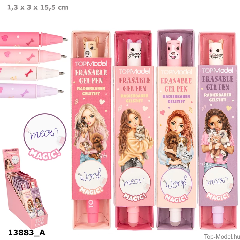 TOPModel Radírozható Zselés Toll, Barack dobozos Vörös hajú lánnyal kutyákkal