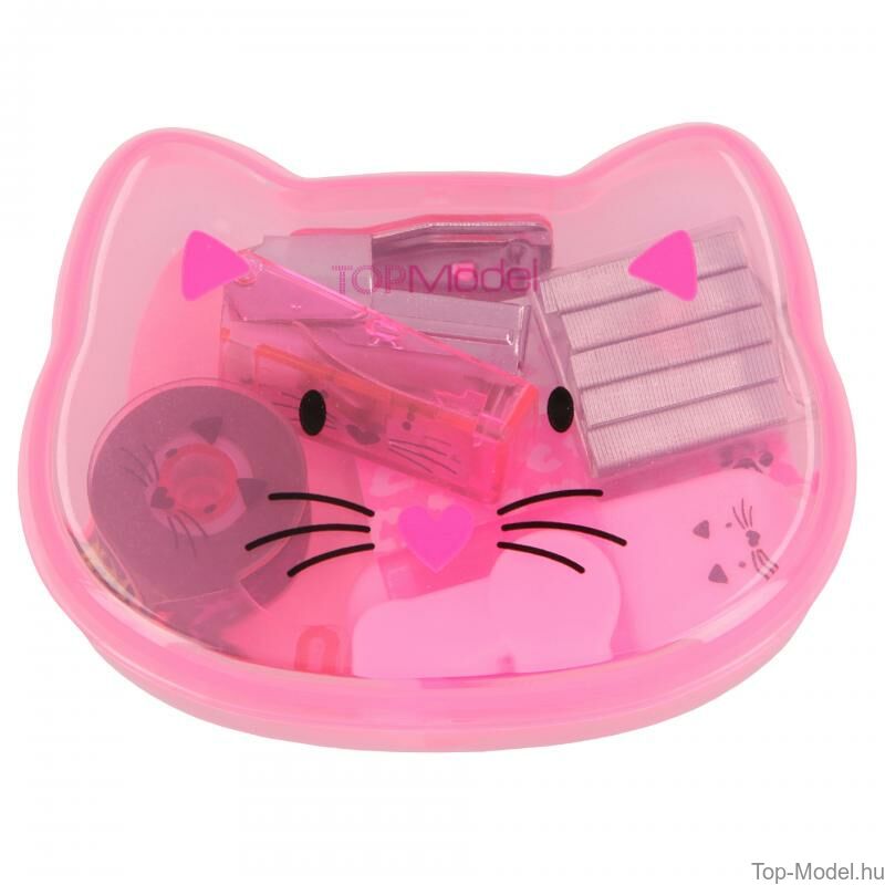 TOPModel mini írószer doboz CAT, sötét rózsaszín